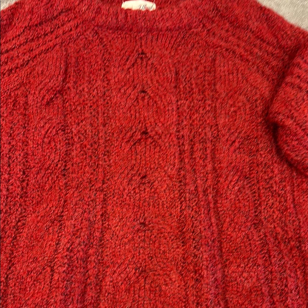 Cozy Red Cable Knit Sweater